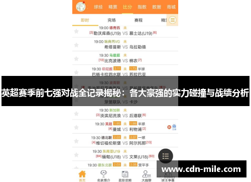 英超赛季前七强对战全记录揭秘:各大豪强的实力碰撞与战绩分析 英超赛季前七强对战全记录揭秘:各大豪强的实力碰撞与战绩分析