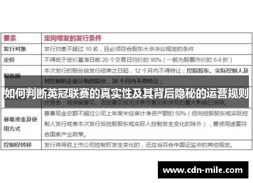 如何判断英冠联赛的真实性及其背后隐秘的运营规则 如何判断英冠联赛的真实性及其背后隐秘的运营规则